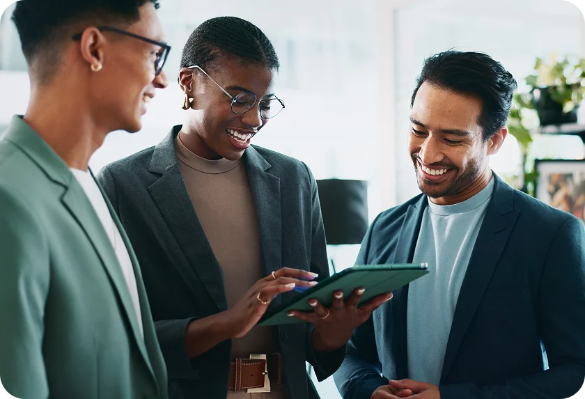 Business team reviewing utility comparison options
